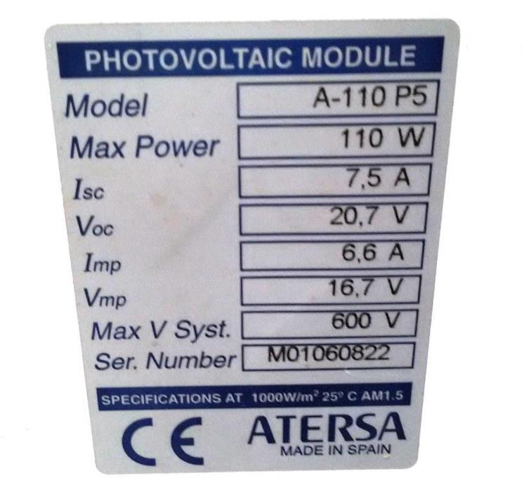 Panel/Placa Solar (Atersa - 165W 12V)