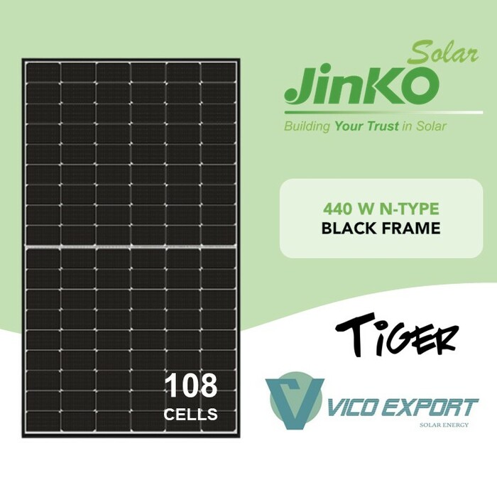 Solar Panel - Jinko Solar - JKM440N-54HL4R-V N-type Black Frame - 440Wp ...